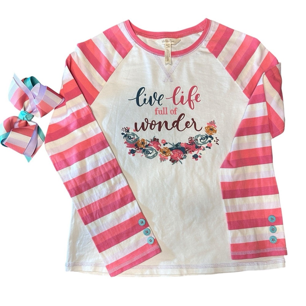 Girls MATILDA JANE Wonderment Full of Wonder Tee size 12 NWOT Matching Hair Bow